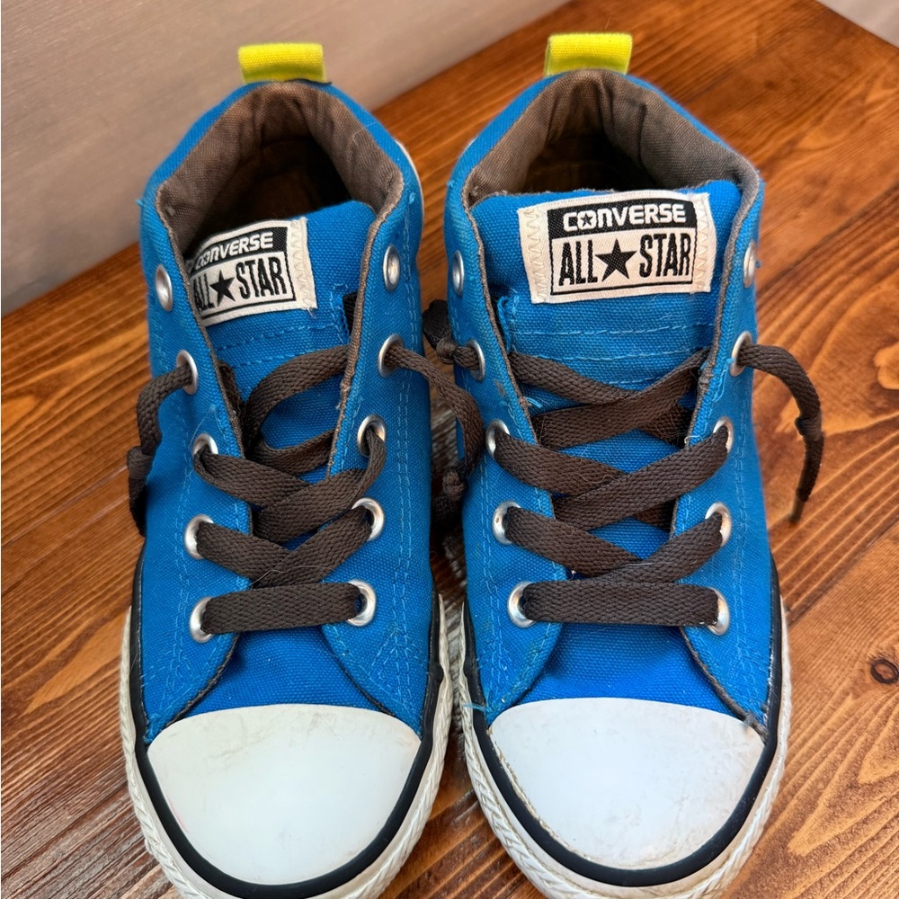 Converse Kids Blue High-Top Sneakers with Brown Laces